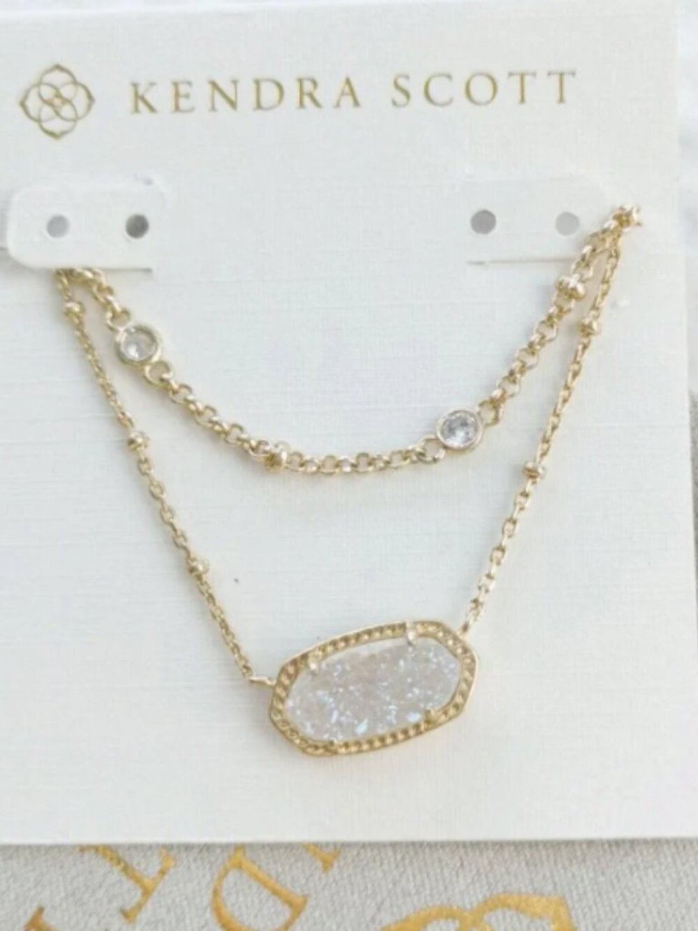 Kendra Scott Elisa White Drusy Double Layer Gold Necklace